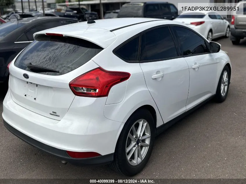 1FADP3K2XGL289951 2016 Ford Focus Se