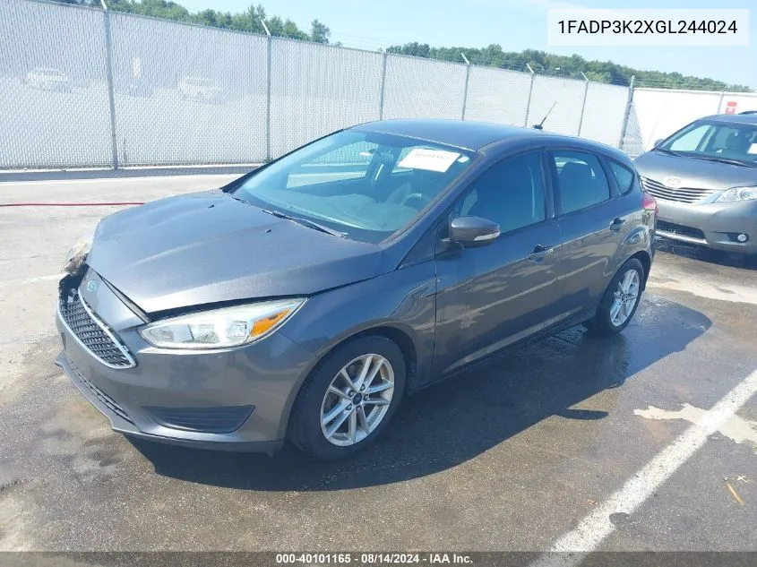 2016 Ford Focus Se VIN: 1FADP3K2XGL244024 Lot: 40101165