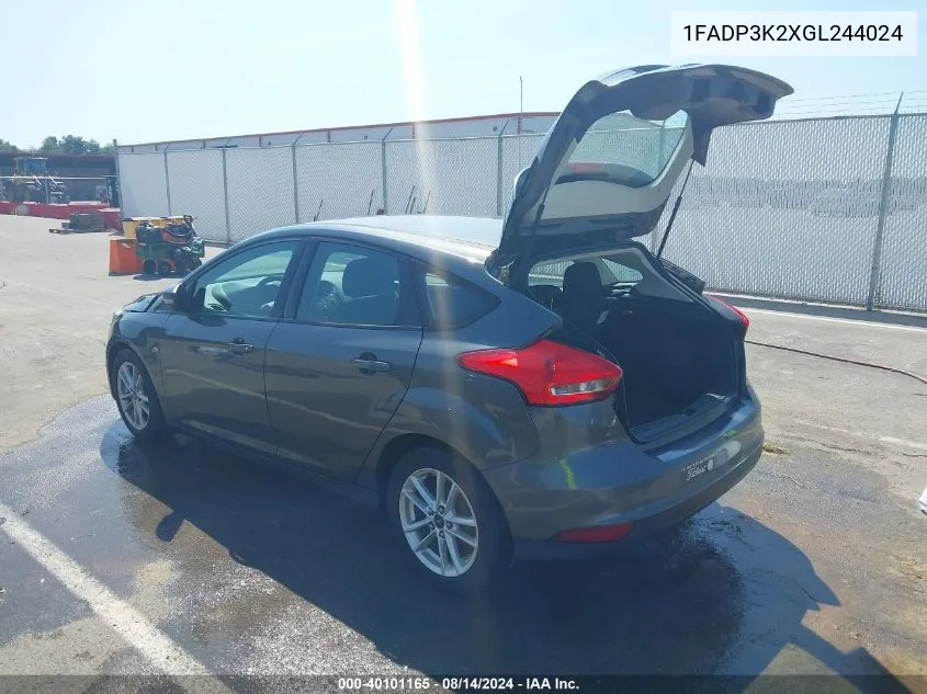 2016 Ford Focus Se VIN: 1FADP3K2XGL244024 Lot: 40101165