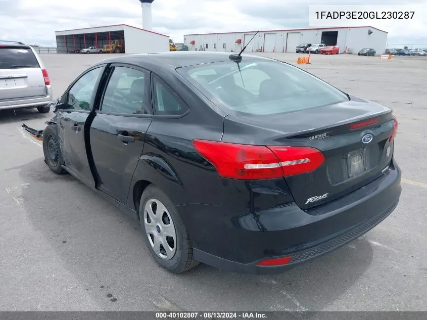 1FADP3E20GL230287 2016 Ford Focus S