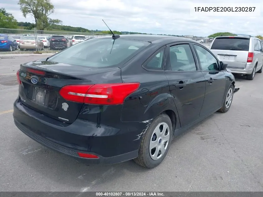 1FADP3E20GL230287 2016 Ford Focus S