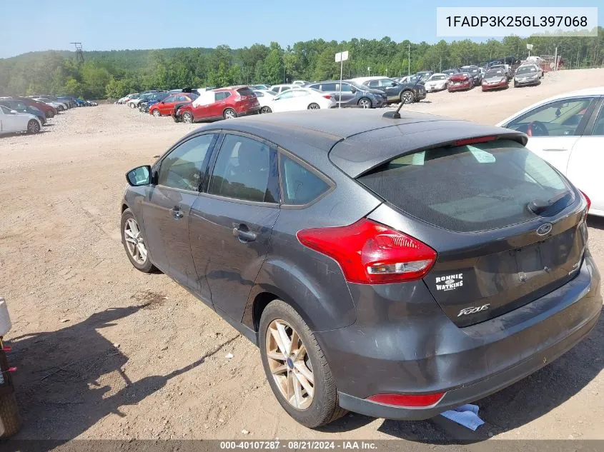 2016 Ford Focus Se VIN: 1FADP3K25GL397068 Lot: 40107287