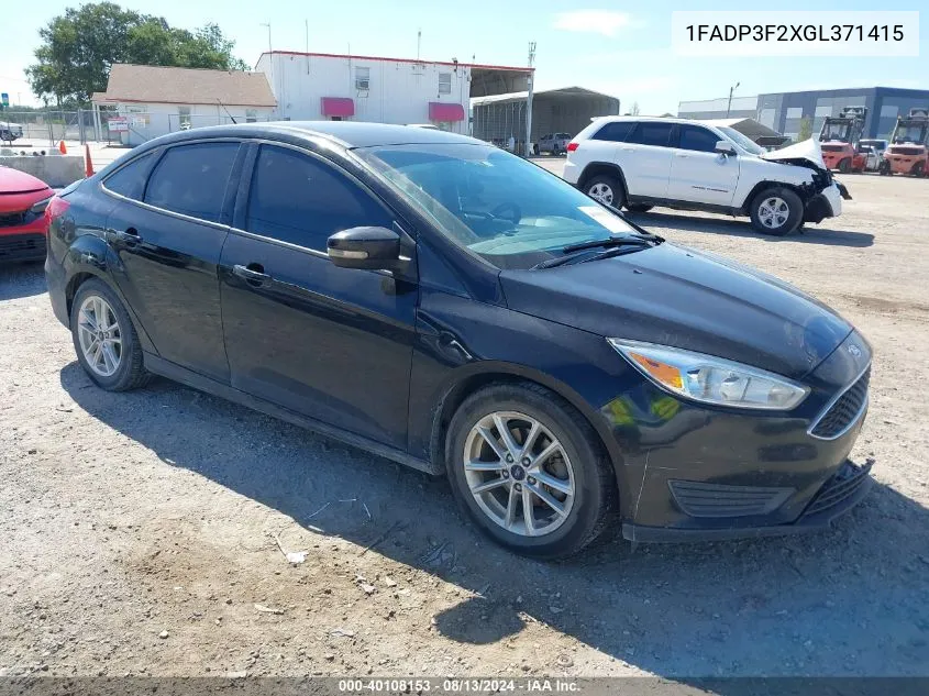 2016 Ford Focus Se VIN: 1FADP3F2XGL371415 Lot: 40108153