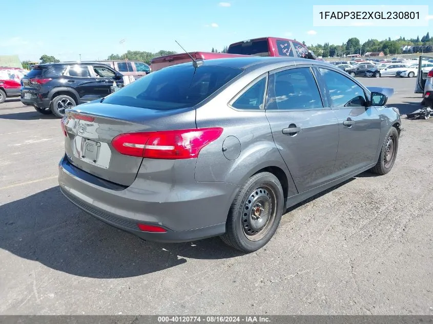 2016 Ford Focus S VIN: 1FADP3E2XGL230801 Lot: 40120774