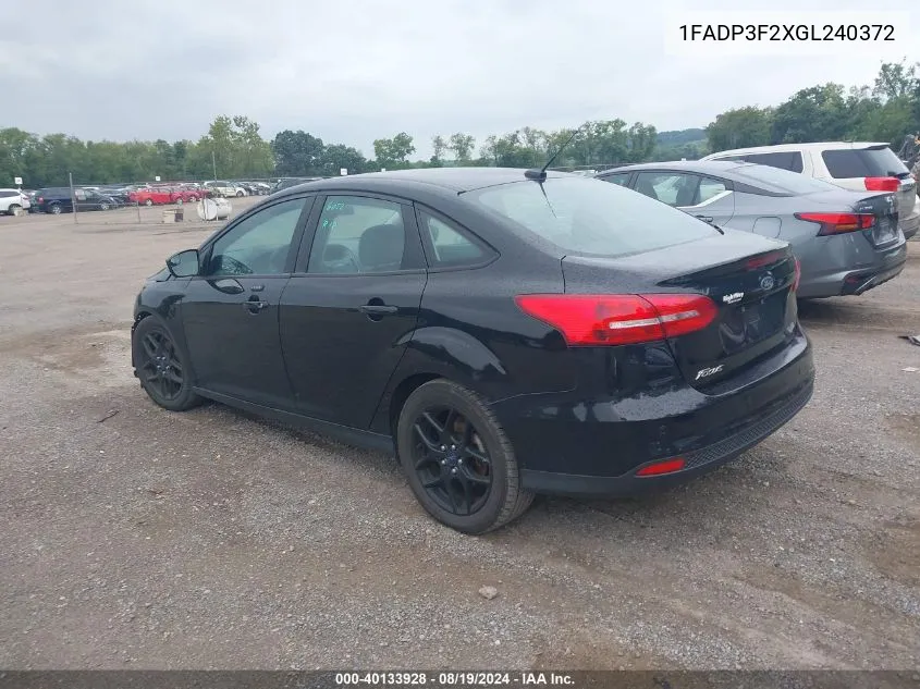 1FADP3F2XGL240372 2016 Ford Focus Se