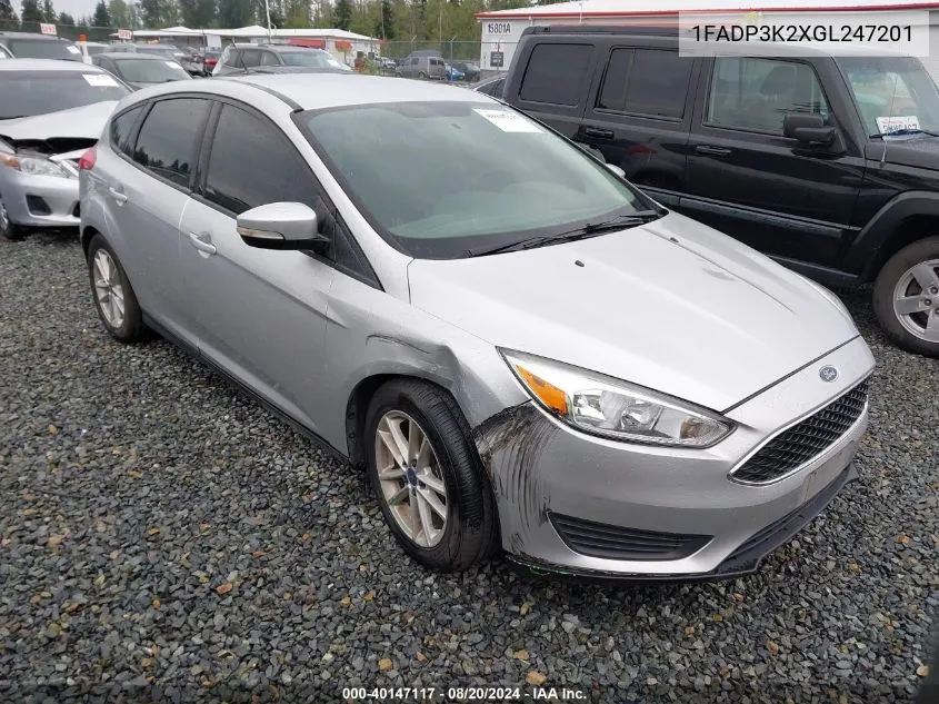 2016 Ford Focus Se VIN: 1FADP3K2XGL247201 Lot: 40147117