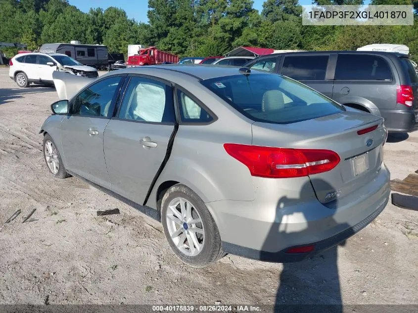 2016 Ford Focus Se VIN: 1FADP3F2XGL401870 Lot: 40175839