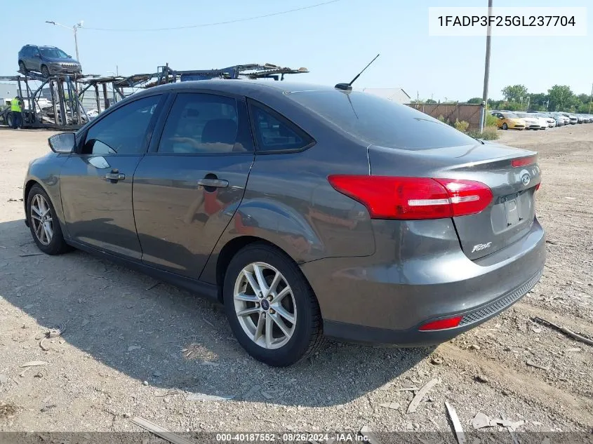 2016 Ford Focus Se VIN: 1FADP3F25GL237704 Lot: 40187552