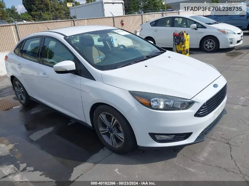 2016 Ford Focus Se VIN: 1FADP3FE7GL238735 Lot: 40192266