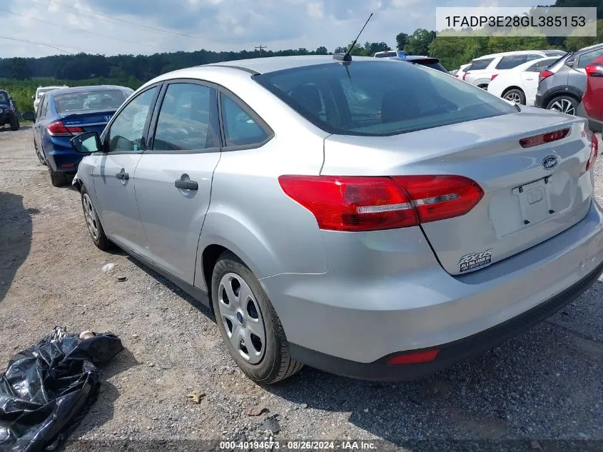 2016 Ford Focus S VIN: 1FADP3E28GL385153 Lot: 40194673