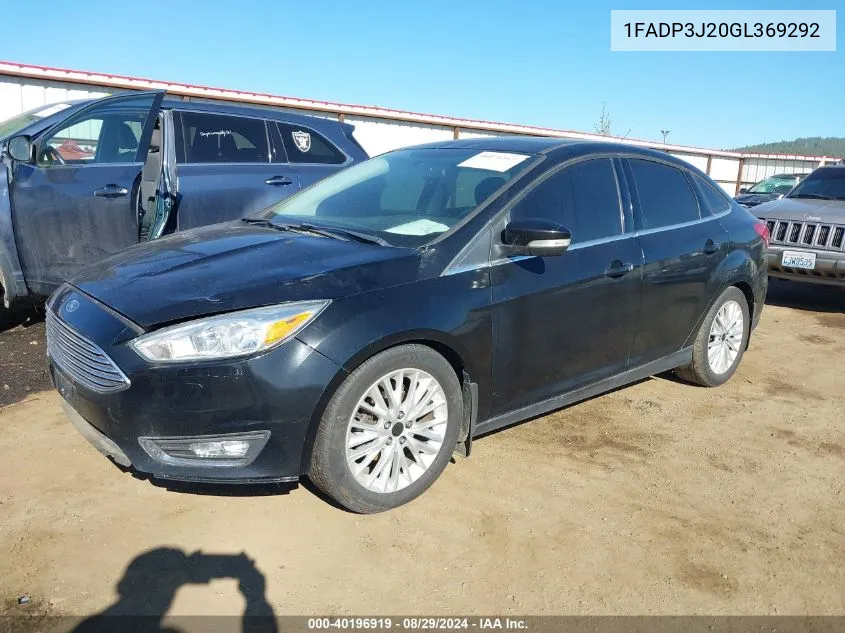 2016 Ford Focus Titanium VIN: 1FADP3J20GL369292 Lot: 40196919