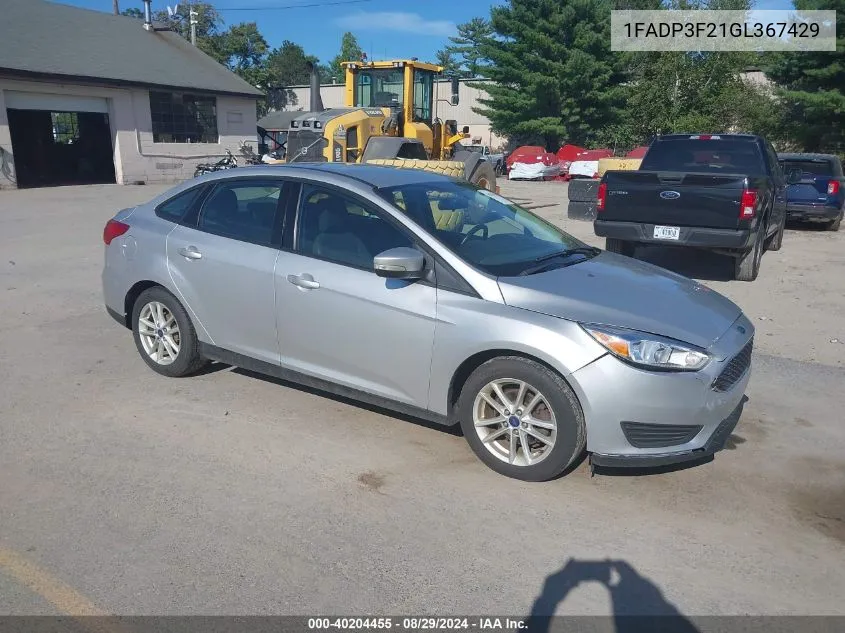 2016 Ford Focus Se VIN: 1FADP3F21GL367429 Lot: 40204455