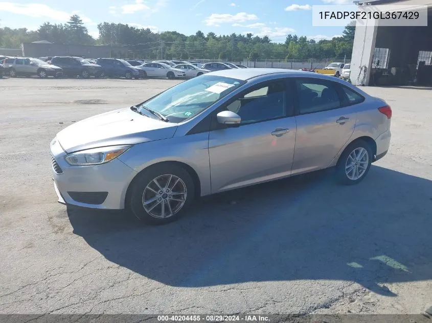 2016 Ford Focus Se VIN: 1FADP3F21GL367429 Lot: 40204455