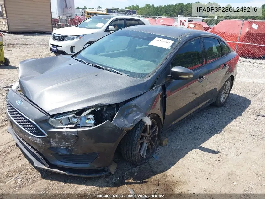 2016 Ford Focus Se VIN: 1FADP3F28GL249216 Lot: 40207063