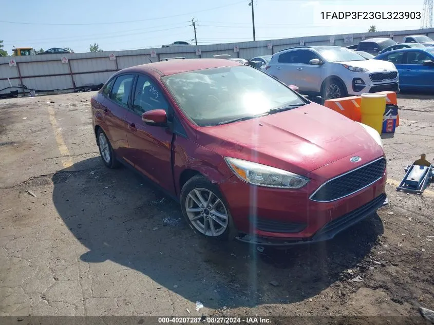 2016 Ford Focus Se VIN: 1FADP3F23GL323903 Lot: 40207287