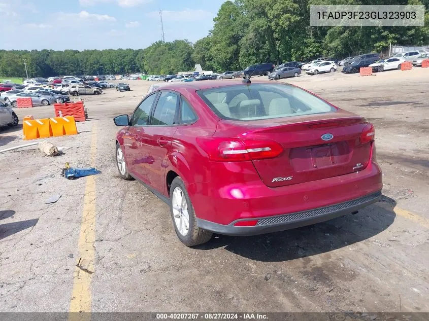 2016 Ford Focus Se VIN: 1FADP3F23GL323903 Lot: 40207287