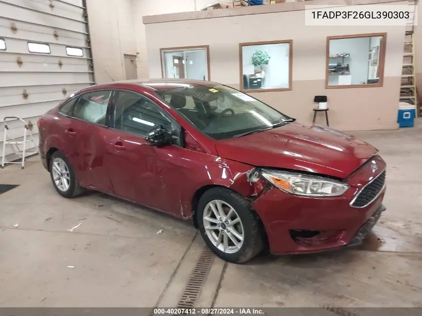 2016 Ford Focus Se VIN: 1FADP3F26GL390303 Lot: 40207412