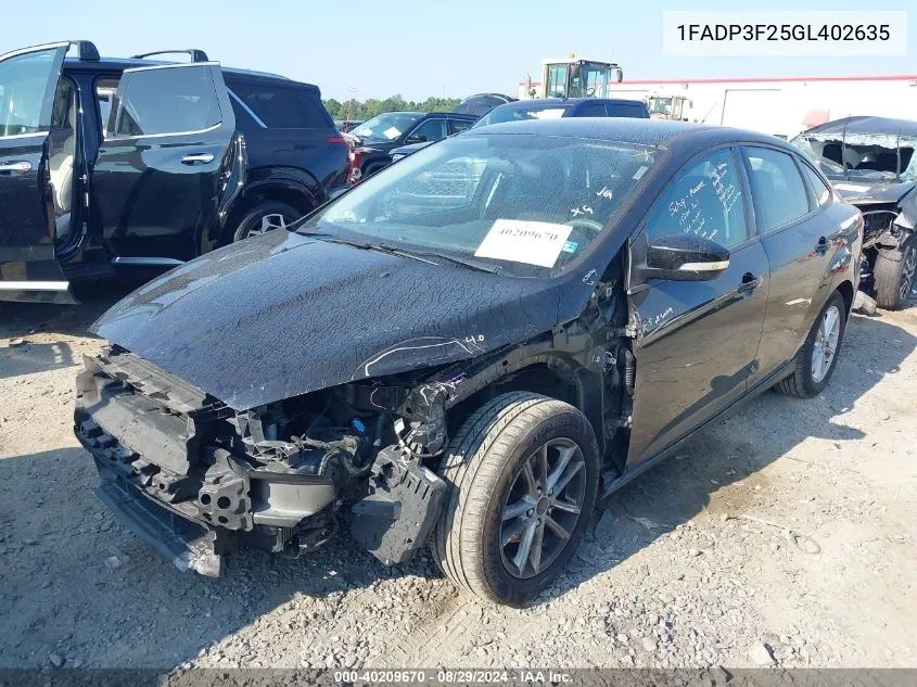 2016 Ford Focus Se VIN: 1FADP3F25GL402635 Lot: 40209670