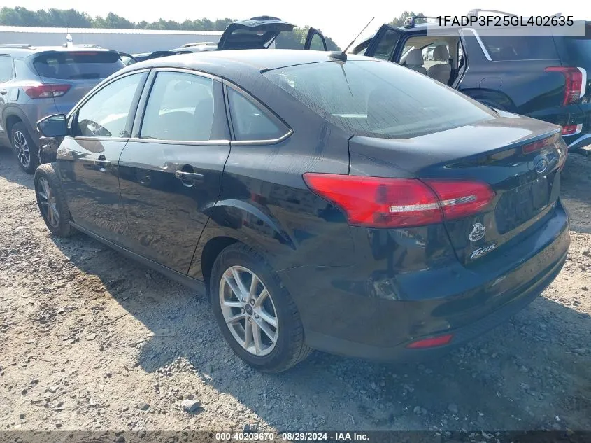 2016 Ford Focus Se VIN: 1FADP3F25GL402635 Lot: 40209670