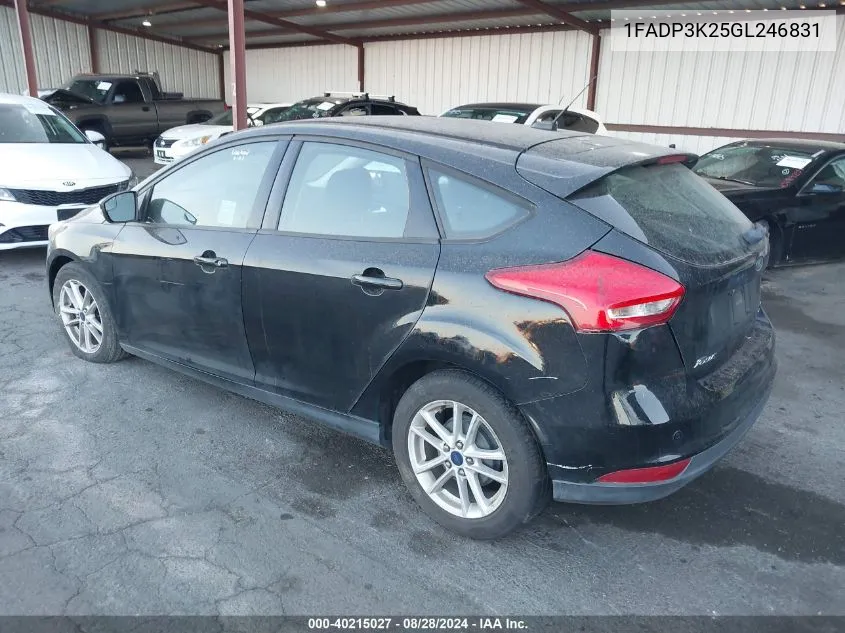 2016 Ford Focus Se VIN: 1FADP3K25GL246831 Lot: 40215027