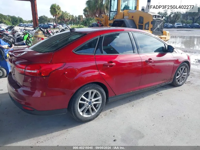 1FADP3F25GL402277 2016 Ford Focus Se