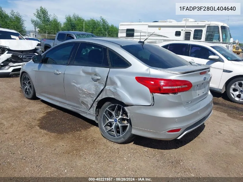 2016 Ford Focus Se VIN: 1FADP3F28GL404640 Lot: 40221957