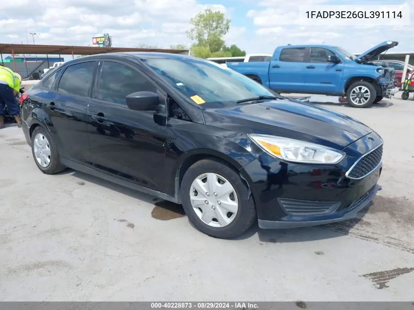 2016 Ford Focus S VIN: 1FADP3E26GL391114 Lot: 40228873