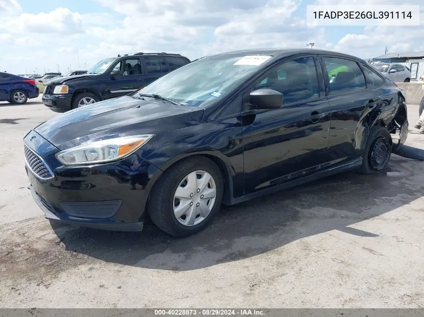 2016 Ford Focus S VIN: 1FADP3E26GL391114 Lot: 40228873