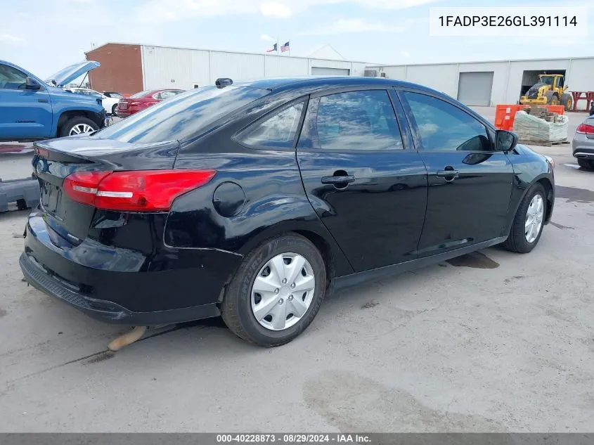 2016 Ford Focus S VIN: 1FADP3E26GL391114 Lot: 40228873