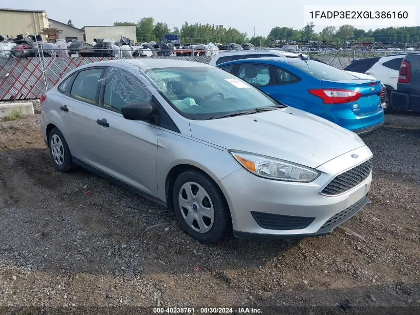 2016 Ford Focus S VIN: 1FADP3E2XGL386160 Lot: 40238761