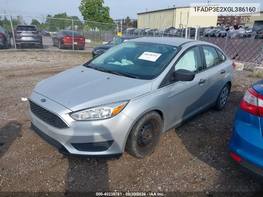 2016 Ford Focus S VIN: 1FADP3E2XGL386160 Lot: 40238761