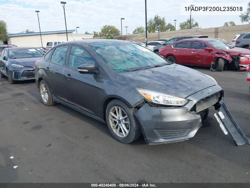 2016 Ford Focus Se VIN: 1FADP3F20GL235018 Lot: 40240408