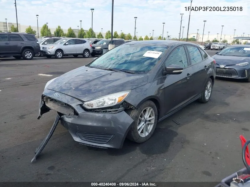 2016 Ford Focus Se VIN: 1FADP3F20GL235018 Lot: 40240408