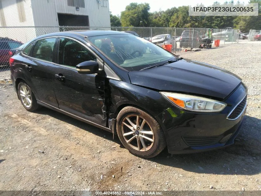 2016 Ford Focus Se VIN: 1FADP3F23GL200635 Lot: 40245852