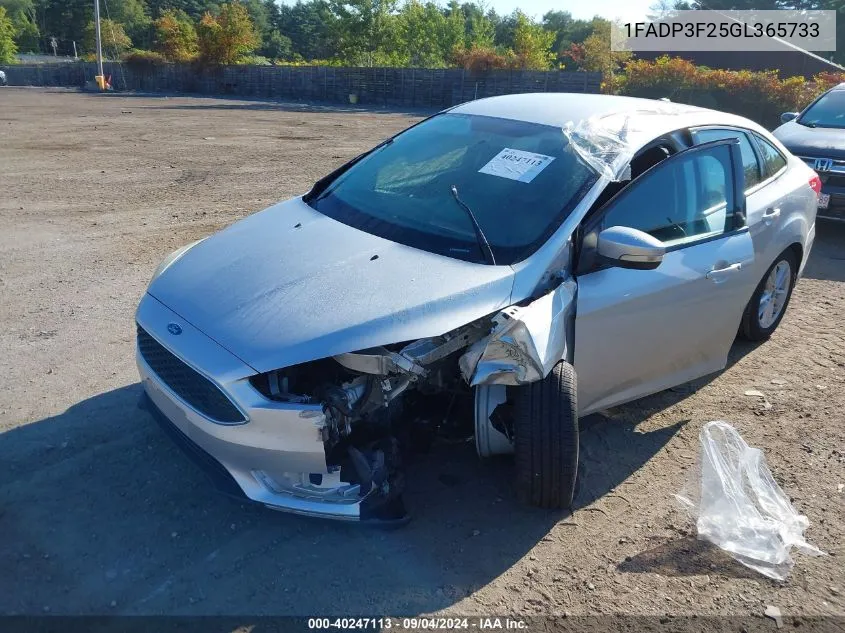 2016 Ford Focus Se VIN: 1FADP3F25GL365733 Lot: 40247113