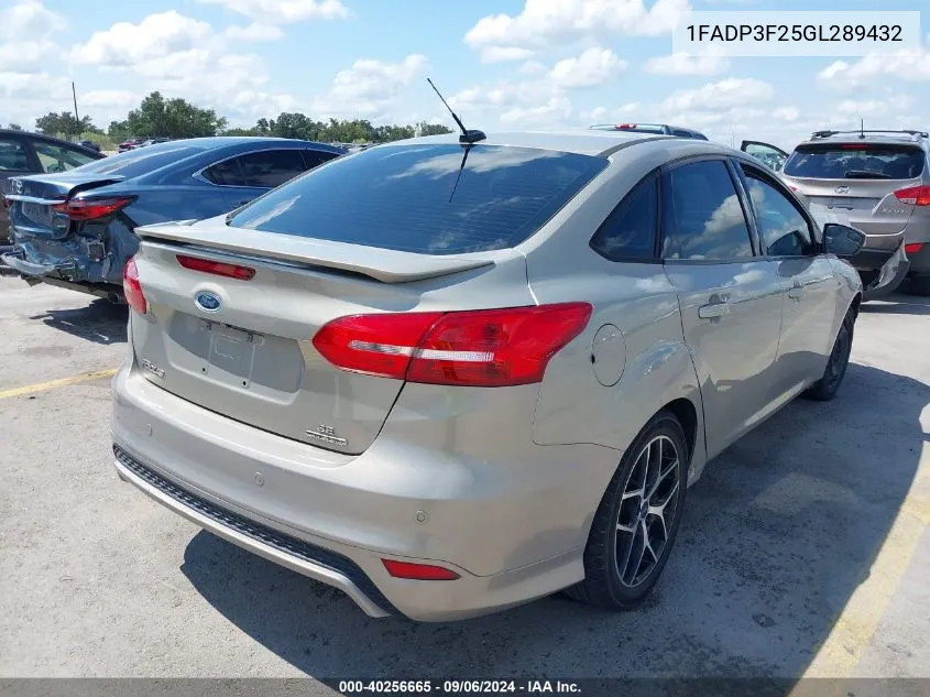 2016 Ford Focus Se VIN: 1FADP3F25GL289432 Lot: 40256665