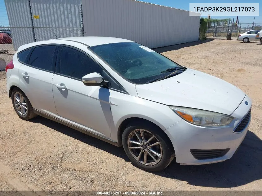 2016 Ford Focus Se VIN: 1FADP3K29GL217073 Lot: 40275297