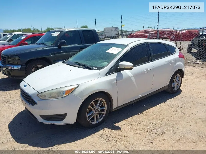 2016 Ford Focus Se VIN: 1FADP3K29GL217073 Lot: 40275297