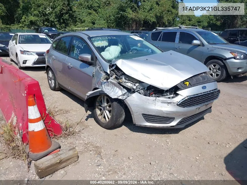 2016 Ford Focus Se VIN: 1FADP3K21GL335747 Lot: 40280662