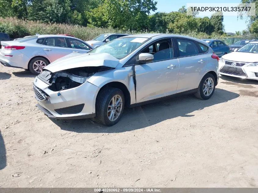 2016 Ford Focus Se VIN: 1FADP3K21GL335747 Lot: 40280662