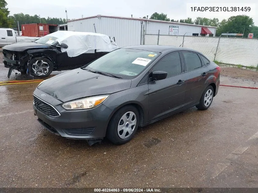 2016 Ford Focus S VIN: 1FADP3E21GL381459 Lot: 40284863