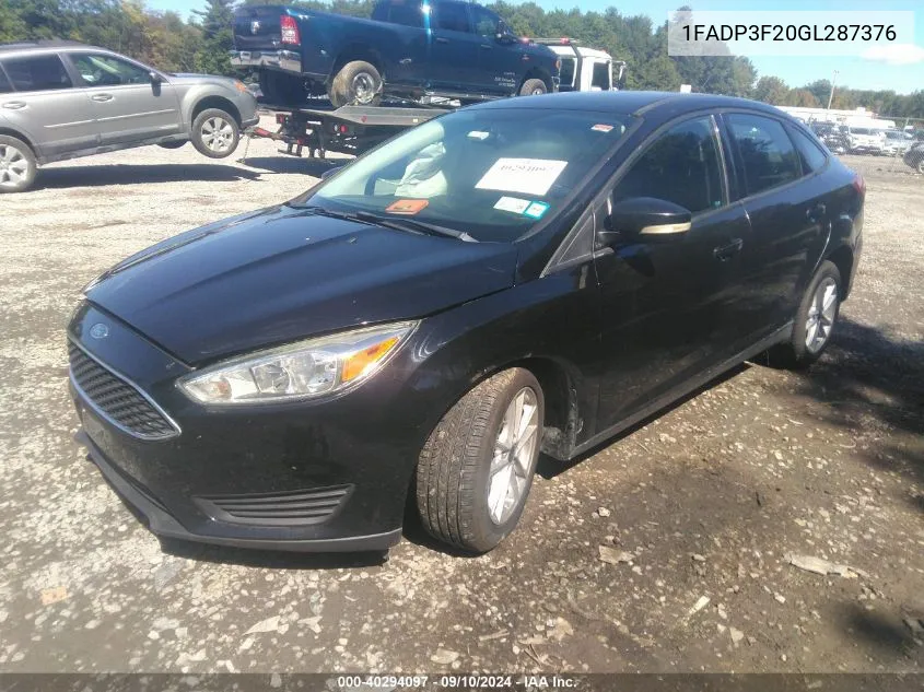 2016 Ford Focus Se VIN: 1FADP3F20GL287376 Lot: 40294097