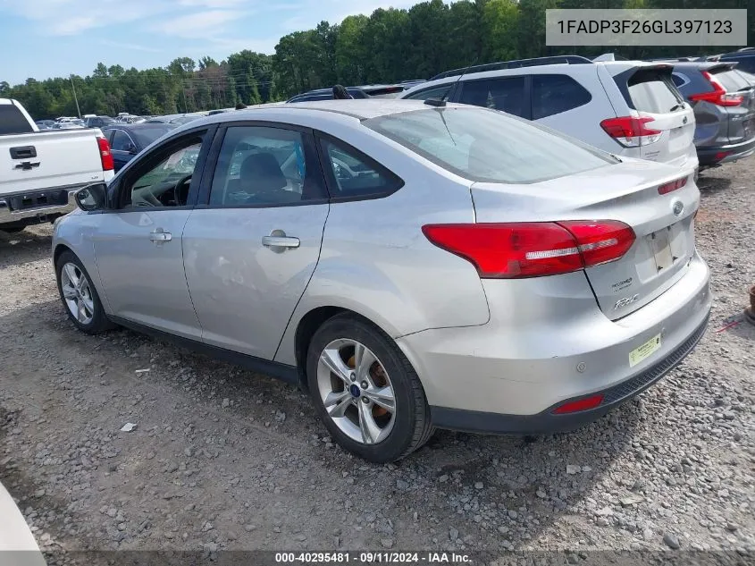 2016 Ford Focus Se VIN: 1FADP3F26GL397123 Lot: 40295481