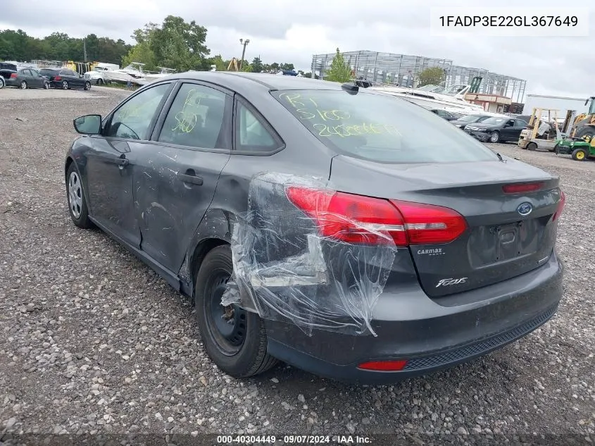 1FADP3E22GL367649 2016 Ford Focus S