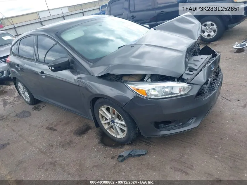 2016 Ford Focus Se VIN: 1FADP3K28GL252851 Lot: 40308682