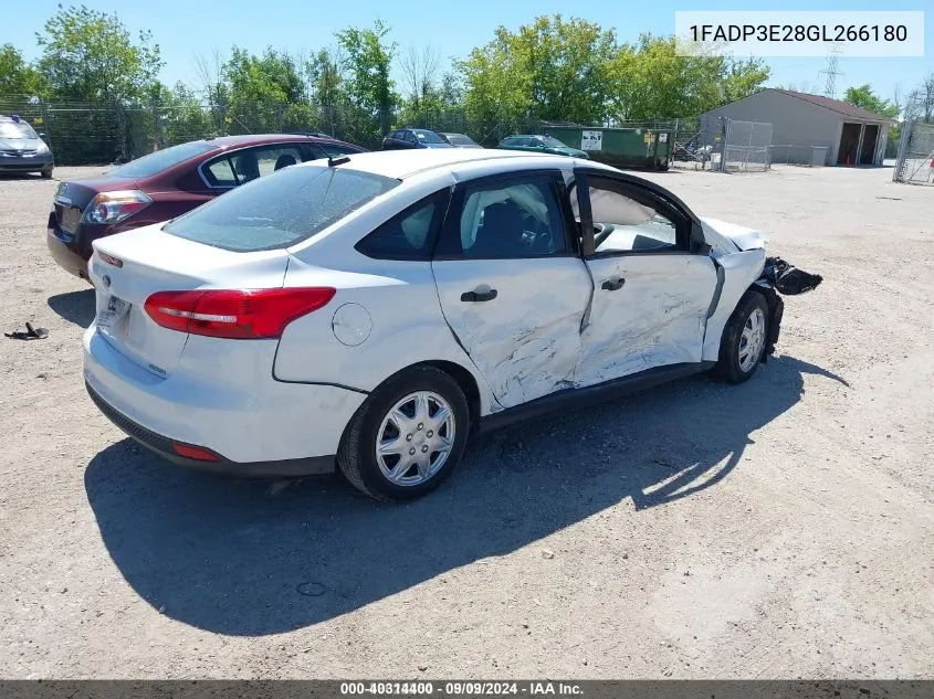 2016 Ford Focus S VIN: 1FADP3E28GL266180 Lot: 40314400