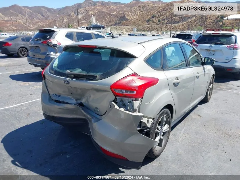 2016 Ford Focus Se VIN: 1FADP3KE6GL324978 Lot: 40317587