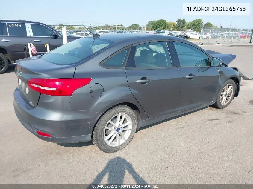 2016 Ford Focus Se VIN: 1FADP3F24GL365755 Lot: 40323272