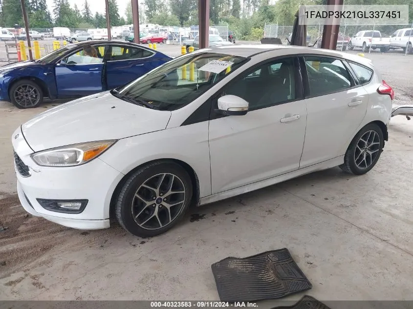 1FADP3K21GL337451 2016 Ford Focus Se