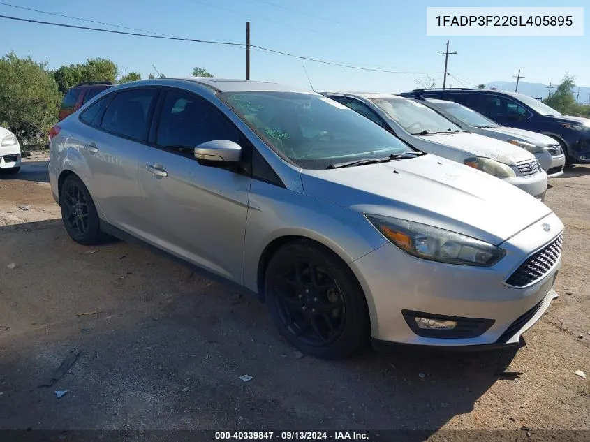 2016 Ford Focus Se VIN: 1FADP3F22GL405895 Lot: 40339847